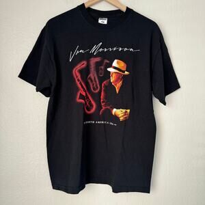 Vintage Van Morrisson Mens T-Shirt Concert Tour Short Sleeve Cotton Size Large